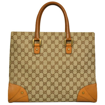 Gucci GG Supreme Canvas Leather Tote Bag Beige Brown Handbag 120897