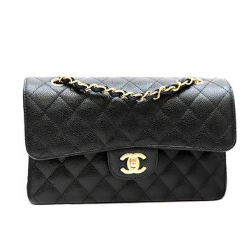 Chanel 21 Year Matelasse 23 Chain Shoulder Bag Caviar Skin W Flap Women's Black Coco Mark Turnlock 3