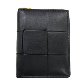 Bottega Veneta wallet unisex bi-fold leather cassette zip around black