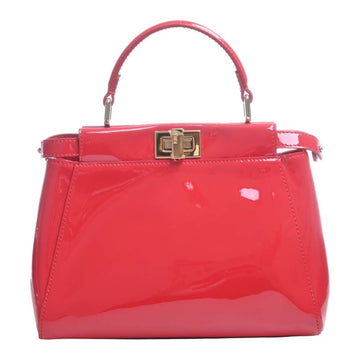 FENDI Patent Peekaboo Iconic Mini 2WAY Handbag 8BN244 Red Ladies