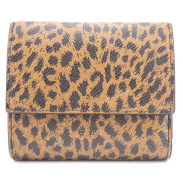 CELINE/ Leopard Print Trifold Wallet Brown Women's