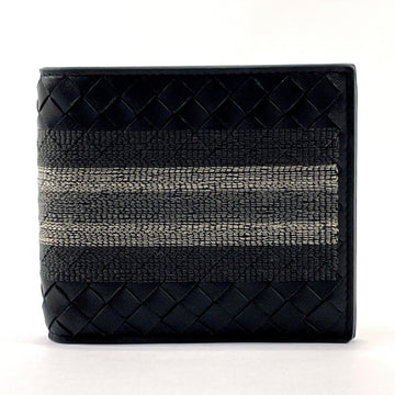 BOTTEGA VENETA Intrecciato Embroidered Bifold Wallet Leather BOTTEGAVENETA 113993 Men's Black