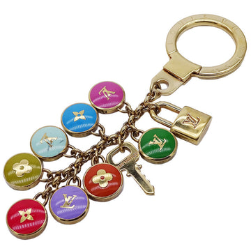 LOUIS VUITTON Charm Women's Porte Crepastille Gold Multicolor M65381 Keychain Bag Cadena Key