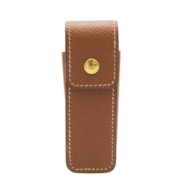 HERMES Leather Gum Holder Brown Seal case Lip case Multi case