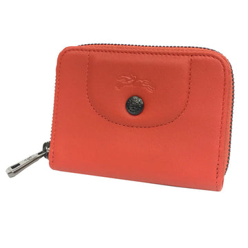 LONGCHAMP LE PLIAGE CUIR Le Pliage Cuir Round Zip Coin Case Purse 30001 757 Card Folding Wallet Leather ROUILLE / 290 Orange