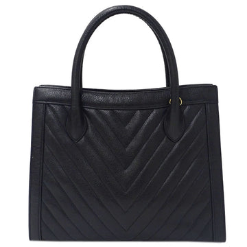 Chanel Bag V Stitch Women's Tote Handbag Caviar Skin Black