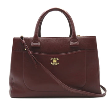 CHANEL 2way tote Red Bordeaux leather A69930