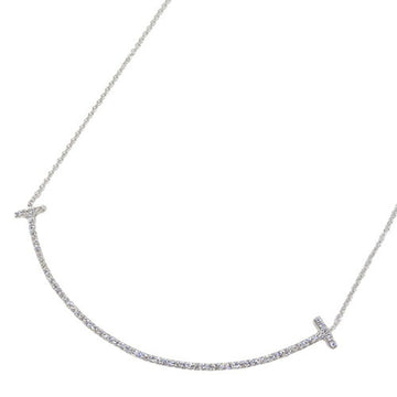 TIFFANY&Co. Necklace Women's 750WG Diamond T Smile Large White Gold 60011655 Polished