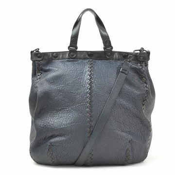 Bottega Veneta Handbag Shoulder Bag Tote 2Way Intrecciato Navy Black Leather Men's