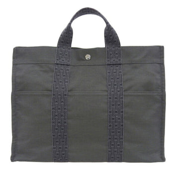 HERMES Canvas Yell Line MM Tote Bag Gray Ladies