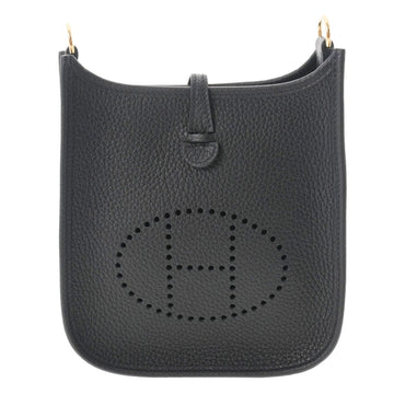 HERMES Evelyn TPM Black U Engraved [around 2022] Women's Taurillon Clemence Shoulder Bag