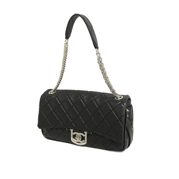 Chanel shoulder bag matelasse chain shoulder lambskin black silver metal