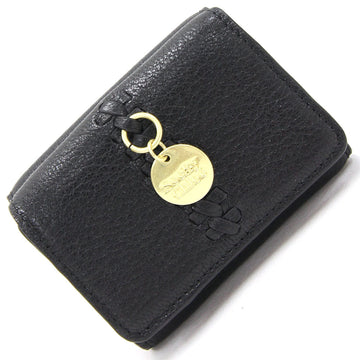 SEE BY CHLOE Tri-Fold Wallet Tilde CHS20UP915305 Black Leather Mini Small Charm Ladies