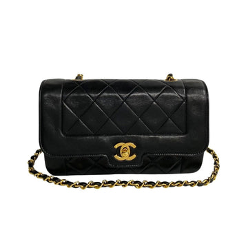 CHANEL Matelasse 22cm Coco Mark Turnlock Lambskin Shoulder Bag Black 49015