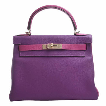 HERMES Togo Kelly 28 Handbag Purple/Pink Ladies