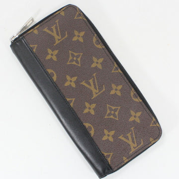 LOUIS VUITTON Round Long Wallet Monogram Macassar Zippy Vertical M62295 Men's