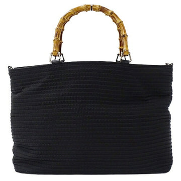 GUCCI Bag Women's Tote Handbag Bamboo Canvas Black 002・1364