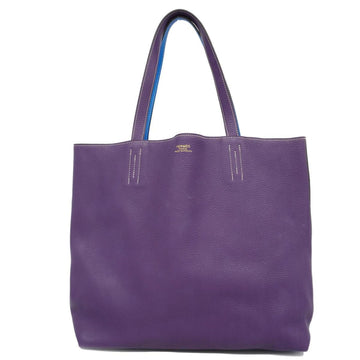 HERMES Tote Bag Double Sense 36 P Engraved Taurillon Clemence Blue Idol Ultra Violet Ladies