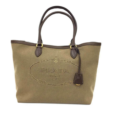 Prada tote bag jacquard logo beige brown back