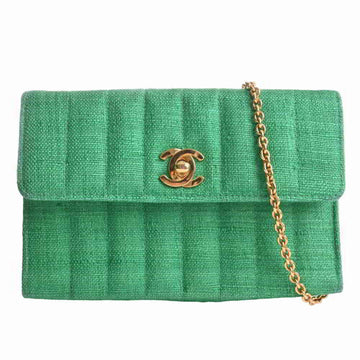 Chanel Canvas Mademoiselle Coco Mark Chain Mini Shoulder Bag Green