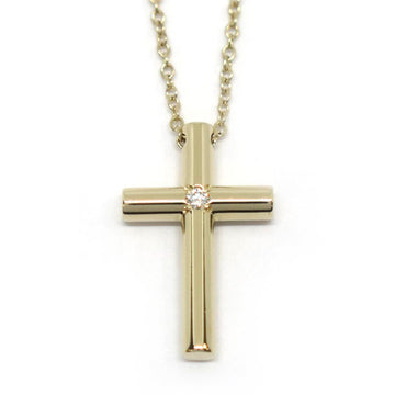 TIFFANY K18YG Cross 1P Diamond Necklace Women's