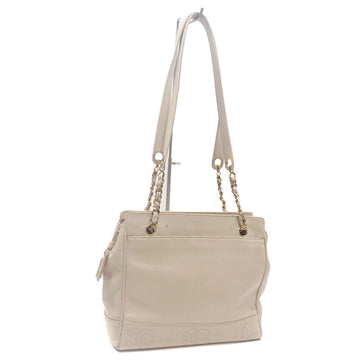 CHANEL shoulder bag ladies beige caviar skin triple coco