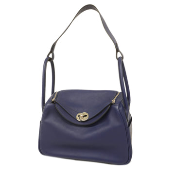 HERMESAuth  Lindy Lindy 26 C Engraved Blue Ankle/Blue Cerise Women's Swift Leather Handbag,Shoulder Bag