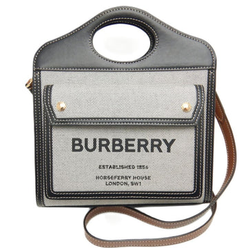 BURBERRY Pocket Bag 8032437 Handbag Canvas x Leather Black Tan 251450