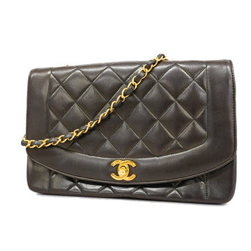 Chanel Shoulder Bag Matelasse Diana Flap Single Chain Lambskin Black Gold Metal