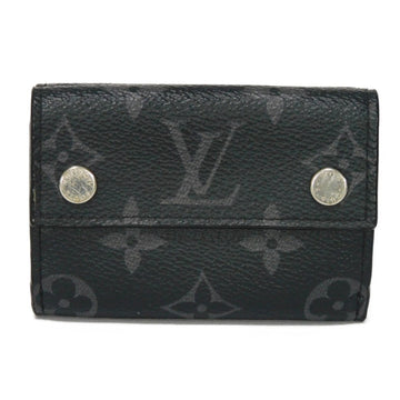 LOUIS VUITTON Trifold Wallet Discovery Compact LV Flower Black Monogram Eclipse Noir M67630 Men's Billfold