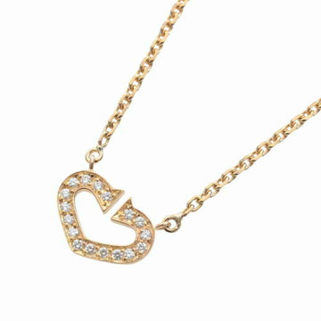 Cartier K18YG D C heart necklace diamond