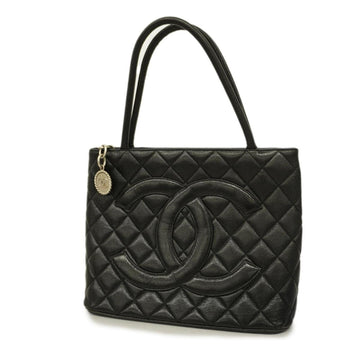 CHANEL tote bag reproduction caviar skin black silver hardware ladies