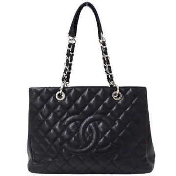 Chanel Bag Matelasse Women's Tote Chain Shoulder Grand Caviar Skin Black