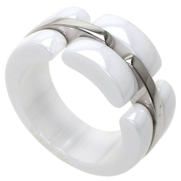 CHANEL Ultra Ring White Ceramic #54 K18 Gold Ladies