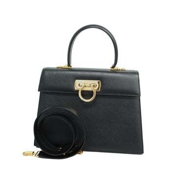 SALVATORE FERRAGAMO Handbag Gancini Leather Black Ladies