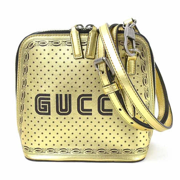 Gucci diagonal shoulder bag GUCCY leather gold/black silver unisex 51189