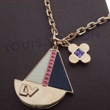 LOUIS VUITTON Necklace Yacht Pandan Tiff Float Your Boat Black Multicolor Rhinestone Pendant Chain Ladies M66608