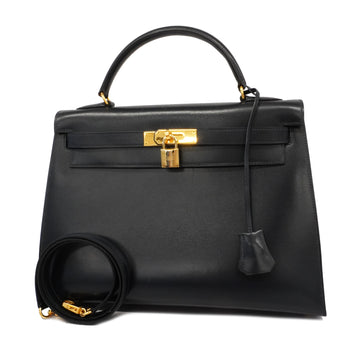 HERMESAuth  Kelly 2way Bag Kelly 32 ○ Y Stamp Women's Box Calf Leather Handbag,