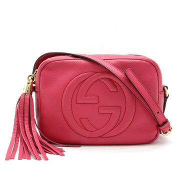 GUCCI Soho Small Disco Tassel Shoulder Bag Pochette Leather Shocking Pink 308364