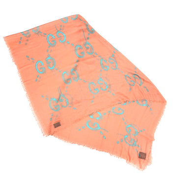 GUCCI GG ghost stall 478723 shawl scarf muffler rayon x silk GHOST large format salmon pink ladies aq5129