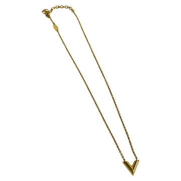 LOUIS VUITTON Logo Metal Fittings Essential V Necklace Pendant Accessory Gold 53840