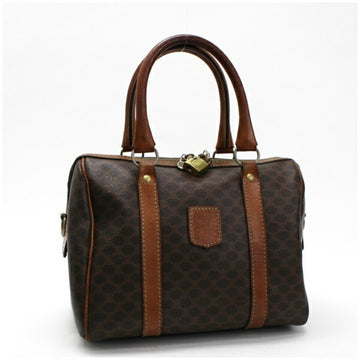 Celine Macadam Pattern Handbag Mini Boston Bag Old PVC x Leather Dark Brown CELINE Ladies Men's Available