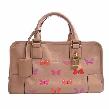 LOEWE Leather Amazona 28 Limited Edition Butterfly Handbag Pink Beige Ladies