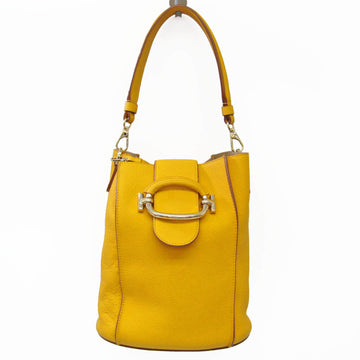 TOD'S Double T Women's Leather Baguette Bag,Handbag,Shoulder Bag Yellow