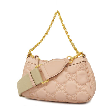 GUCCIAuth  GG Matelasse 735049 Women's Leather Shoulder Bag Pink