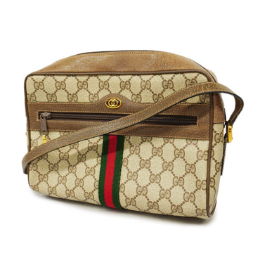 GUCCIAuth  Sherry Line 189751 Women's GG Supreme Shoulder Bag Beige,Brown