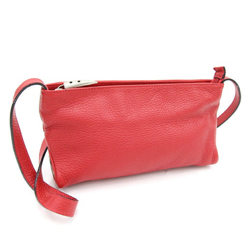 BURBERRY Shoulder Bag Red Leather Ladies Check Pochette