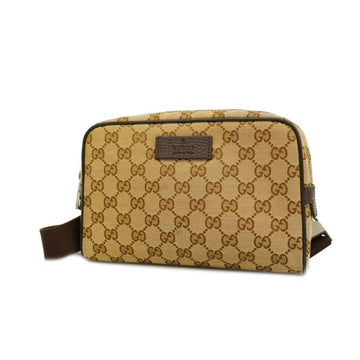 GUCCI Body Bag GG Canvas 449174 Brown Beige Silver Hardware Men Women