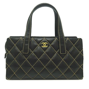 Chanel Wild Stitch Handbag Ladies Calf Black x