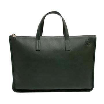 LOEWE Anagram Logo Nappa Leather Genuine Handbag Business Bag Green